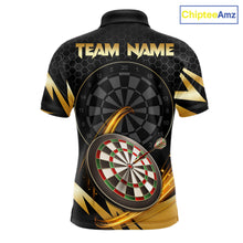 Load image into Gallery viewer, Black And Gold Horror Wolf Dart Shirts For Men Custom Thunder Dartboard Dart Team Name Jerseys NYN3625