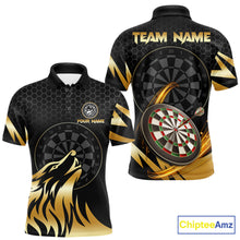 Load image into Gallery viewer, Black And Gold Horror Wolf Dart Shirts For Men Custom Thunder Dartboard Dart Team Name Jerseys NYN3625