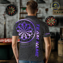 Load image into Gallery viewer, Black &amp; Purple Gradient Dartboard Mens Dart Polo Quarter Zip Shirts Custom Team Name Dart Jerseys NYN3632