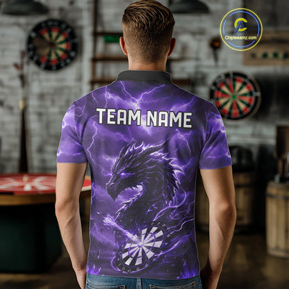 Lightning Dragon Purple Dartboard Custom Dart Men Polo Shirt Outfits Dart Jerseys NYN1786
