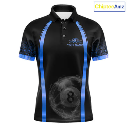 Black&Blue Thunder Lightning 8 Ball Pool Billiard Jerseys For Men Custom Billiard Team Shirt NYN3159