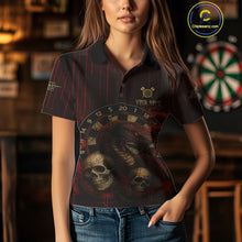 Load image into Gallery viewer, Red Dripping Cobra Dartboard Custom Women Polo Darts Shirt Grunge Skull Darts Jersey NYN1796