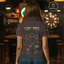 Load image into Gallery viewer, Red Dripping Cobra Dartboard Custom Women Polo Darts Shirt Grunge Skull Darts Jersey NYN1796