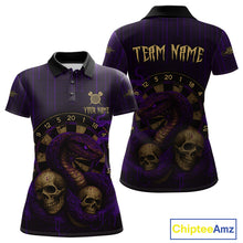 Load image into Gallery viewer, Purple Dripping Cobra Dartboard Custom Women Polo Darts Shirt Grunge Skull Darts Jersey NYN1797