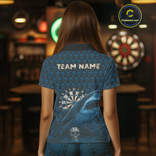 Load image into Gallery viewer, Blue Dripping Cobra Dartboard Custom Women Polo Darts Shirt Grunge Skull Darts Jersey NYN1799