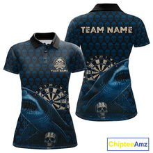 Load image into Gallery viewer, Blue Dripping Cobra Dartboard Custom Women Polo Darts Shirt Grunge Skull Darts Jersey NYN1799