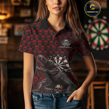 Load image into Gallery viewer, Funny Shark Blue Grunge Dartboard Custom Women Polo Darts Shirt Skull Darts Jersey NYN1800