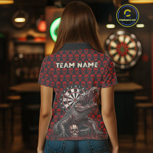 Load image into Gallery viewer, Funny Shark Blue Grunge Dartboard Custom Women Polo Darts Shirt Skull Darts Jersey NYN1800