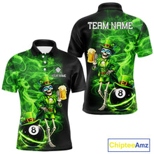 Load image into Gallery viewer, Fire Flame Shamrock Skeleton St Patrick's Day Men Billiard Shirts Custom Pool 8 Balls Billiard Attire NYN2741