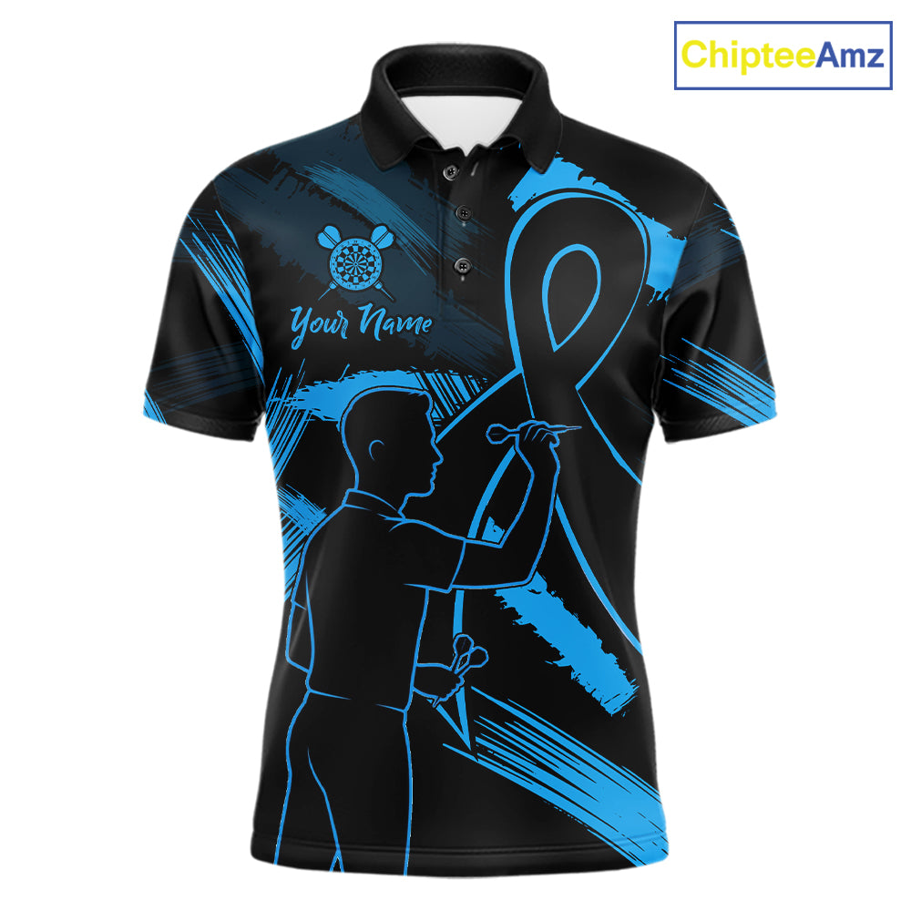 Black and blue grunge ribbon dart shirt for men prostate cancer awareness jersey