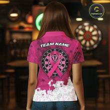 Load image into Gallery viewer, White &amp; Pink Grunge Ribbons Pattern Breast Cancer Dart Shirt For Women Custom Dart Team Jerseys NYN3347