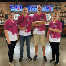 Load image into Gallery viewer, White &amp; Pink Grunge Ribbons Pattern Breast Cancer Dart Shirt For Men Custom Dart Team Jerseys NYN3347