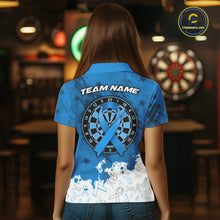 Load image into Gallery viewer, White &amp; Blue Grunge Ribbons Pattern Prostate Cancer Dart Shirt For Women Custom Dart Team Jerseys NYN3348