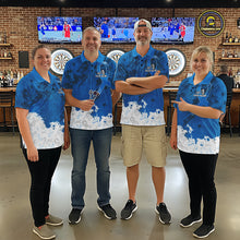 Load image into Gallery viewer, White &amp; Blue Grunge Ribbons Pattern Prostate Cancer Dart Shirt For Women Custom Dart Team Jerseys NYN3348