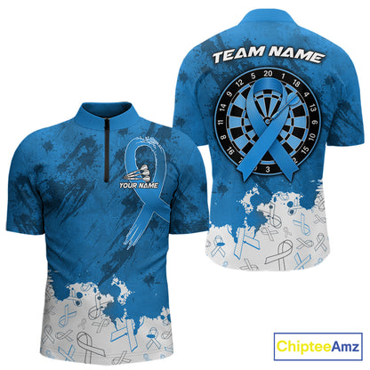White and blue grunge ribbon dart shirt for men prostate cancer team apparel