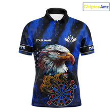 Load image into Gallery viewer, American flag eagle darts polo shirt for men patriotic dart team jersey