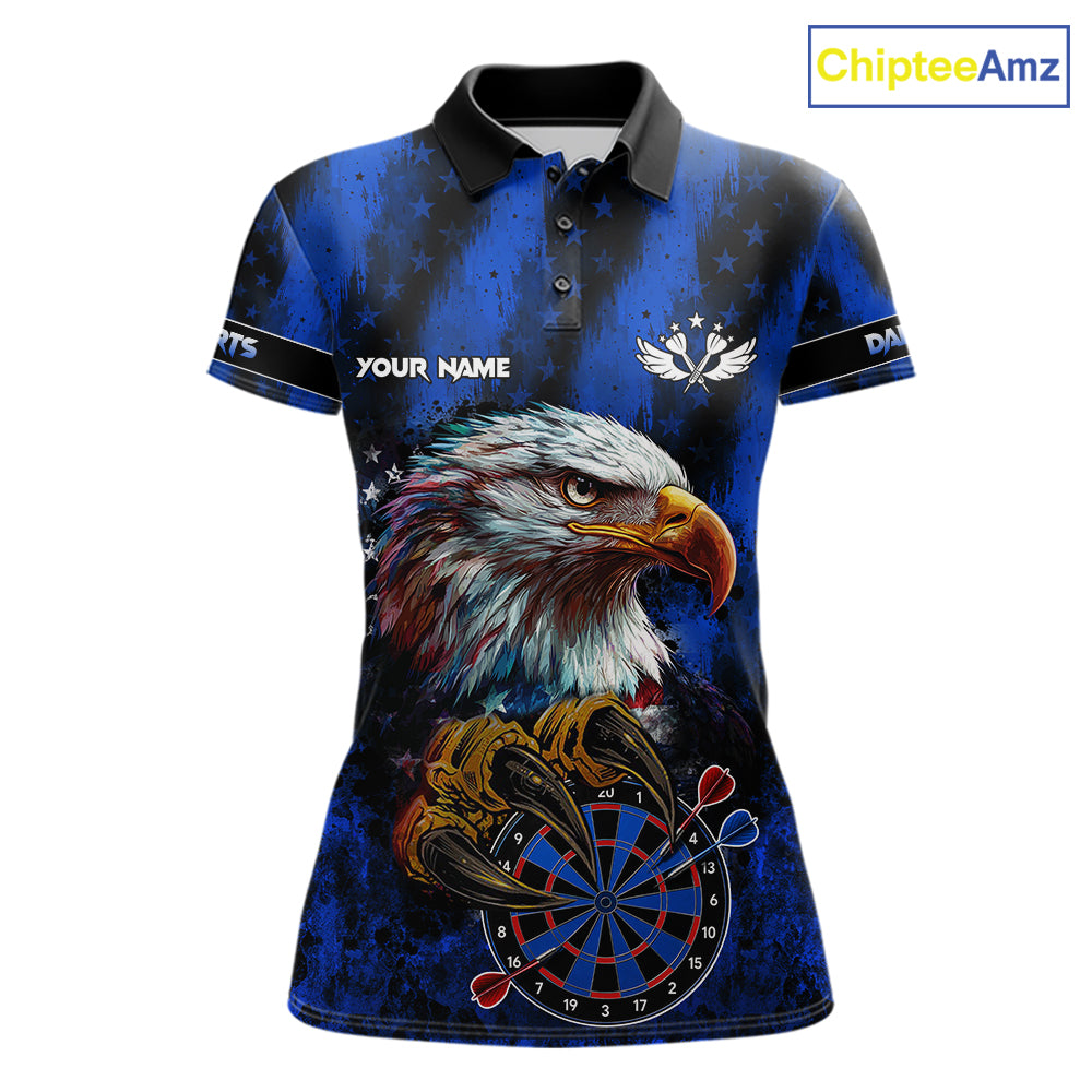 American flag eagle darts polo shirt for women patriotic dart team jersey