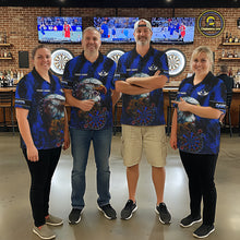 Load image into Gallery viewer, American Flag Eagle Women Darts Polo &amp; 1/4-Zip Shirt Custom Patriotic Outfit Dart Team Jersey | Blue NYN3349