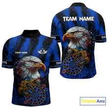 Load image into Gallery viewer, American flag eagle darts 1/4-zip shirt for men patriotic dart team jersey