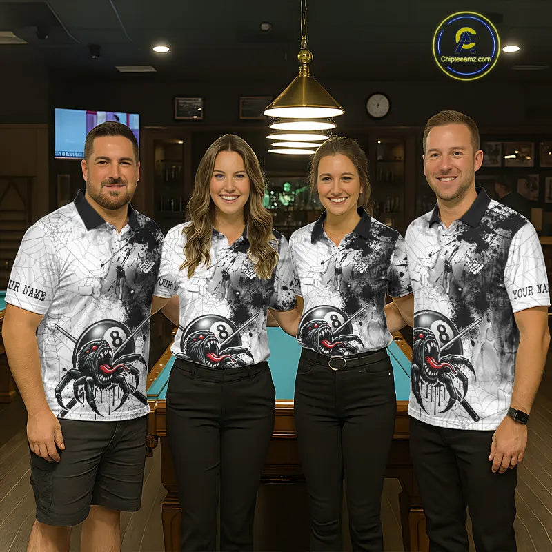 Funny Spider Billiard Pool Shirts For Men Custom Grunge Ball 8 Billiard League Jerseys NYN2304
