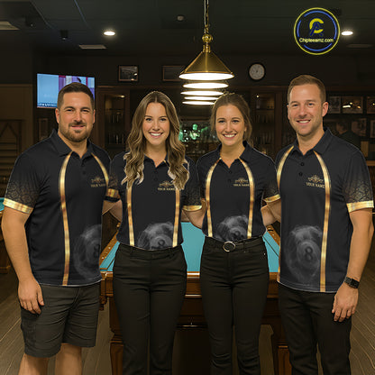 Black & Gold Thunder Lightning Yellow 8 Ball Pool Billiard Jerseys For Men Custom Billiard Team Shirt NYN2752