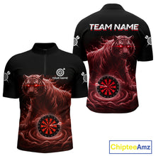 Load image into Gallery viewer, Custom Red Smokes Funny Tiger Dartboard Men Darts Quarter-Zip Shirt, Outfits Dart Jerseys NYN1812