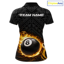 Load image into Gallery viewer, Yellow Tribal Flaming Pool 8 Ball Women Billiard Polo &amp; 1/4-Zip Shirt Personalized Billiard Attire NYN2601
