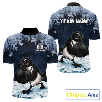 Funny Great Auk Icy Bowling Ball Shirts For Men Custom Snowflake Bowling Jersey, Gift For Bowlers NYN3172