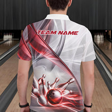 Load image into Gallery viewer, White &amp; Red Smoke Bowling Ball &amp; Pins Shirt For Men Custom Polo 1/4-Zip Team Shirt Bowling Jersey NYN3669