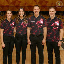 Load image into Gallery viewer, Men women bowling team wearing matching thunder tiger bowling jerseys for USBC tournaments and league championships, representing teamwork, strength, resilience and championship excellence.