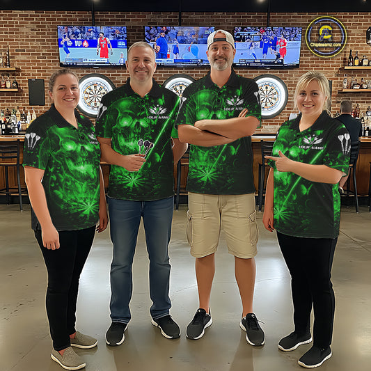 Lightning Green Butterflies Skull Dartboard Custom Women Darts 1/4-Zip Shirt Dart Jerseys NYN2354
