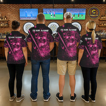 Load image into Gallery viewer, Lightning Pink Butterflies Skull Dartboard Custom Men Darts Polo Shirt Dart Jerseys NYN2355