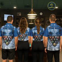 Load image into Gallery viewer, Blue Grey Grunge 8 Ball Pool Shirts Custom Women Billiard Pool Shirts Rack Billiard Team Jerseys NYN2976