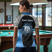 Load image into Gallery viewer, Blue Tribal 8 Ball Billiard Shirt For Women Personalized Tribal Pool Polo &amp; 1/4-Zip Team Jersey NYN2984