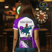 Load image into Gallery viewer, Purple Fiery Rooster Fury Dart Arrow Women Funny Darts Polo Shirt Custom Name Darts Jersey NYN2112