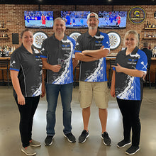 Load image into Gallery viewer, Blue Fiery Rooster Fury Dart Arrow Women Funny Darts Polo Shirt Custom Name Darts Jersey NYN2113