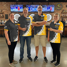 Load image into Gallery viewer, Yellow Fiery Rooster Fury Dart Arrow Women Funny Darts Polo Shirt Custom Name Darts Jersey NYN2114