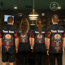 Load image into Gallery viewer, Skull Tribal Ball Pool Women Billiard Polo &amp; 1/4-Zip Shirts Custom Flame 8 Ball Billiard Attire NYN2389