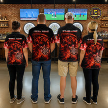 Load image into Gallery viewer, Custom Red Flaming Grim Reaper Dartboard Men Dart Polo Shirt Personalized Skull Dart Team Jerseys NYN2774