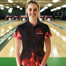 Load image into Gallery viewer, Personalized Red Flaming Grim Reaper Bowling Team Shirts For Women Bowling Polo &amp; 1/4-Zip Jersey NYN2776