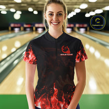 Load image into Gallery viewer, Personalized Red Flaming Grim Reaper Bowling Team Shirts For Women Bowling Polo &amp; 1/4-Zip Jersey NYN2776