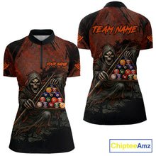 Load image into Gallery viewer, Custom Black And Gold 8 Ball 9 Ball Break Glass Billiard Shirt For Women, Pool Billiard Clothes Jersey NYN3019