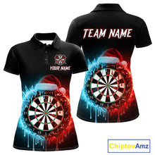 Load image into Gallery viewer, Custom Red Santa Hat &amp; Ice Dartboard Women Darts Polo Shirt Outfits Christmas Dart Jerseys NYN1895