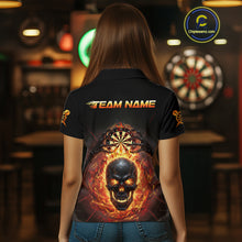 Load image into Gallery viewer, Custom Red Flames Skull Broken Glass Women Darts Polo Shirt Outfits Dart Jerseys NYN1902