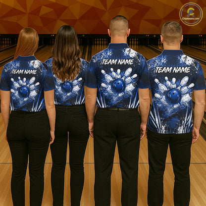 White blue splatter bowling ball team shirts custom bowling jerseys