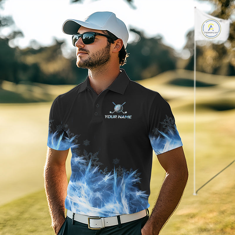 Icy Blue Light Mens Golf Polo Shirt Customize Golf Gifts For Men Golf Team Shirts, Golf Gifts NYN4038