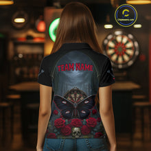 Load image into Gallery viewer, Red Butterfly Roses Dartboard Skull Custom Women Darts Polo Shirt Gothic Dart Jerseys NYN1911