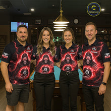 Load image into Gallery viewer, Red Flames Grim Reaper Holding 8 Ball Pool Men Polo &amp; 1/4-Zip Shirt Personalized Billiard Gifts NYN2662