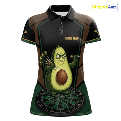Angry Avocado Brown And Green Funny Darts Jersey For Women Custom Polo & 1/4 Zip Darts Team Shirts NYN3207
