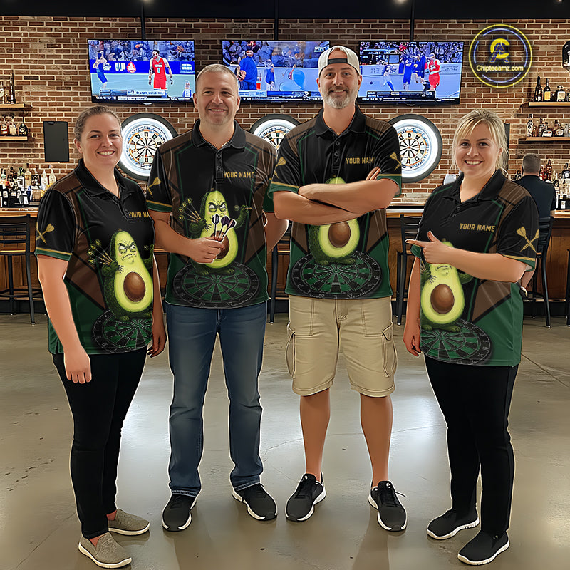 Angry Avocado Brown And Green Funny Darts Jersey For Women Custom Polo & 1/4 Zip Darts Team Shirts NYN3207